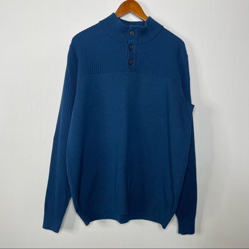 Duluth Trading‎ Co. Merino Wool Blend Pullover Blue Sweater Large